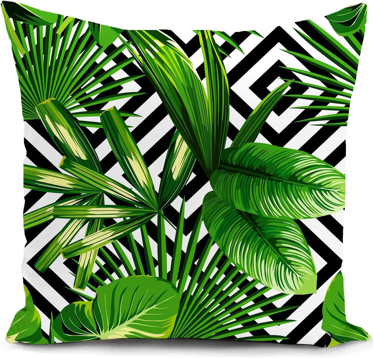 SnelShoppen - Kussenhoes Groene Bladeren 40x40cm - Buiten Decoratie, Sierkussen voor Tuin, Woonkamer, Sofa, Patio, Camping, Verjaardag