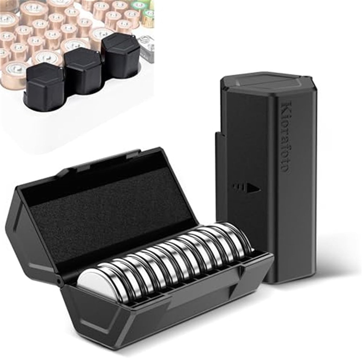 SnelShoppen - 2 Stuks CR2032 CR2025 CR2016 Batterij Houder Opbergdoos voor 24 Button Cell Batterijen, Organisator voor Knopcelbatterijen, Geschikt voo