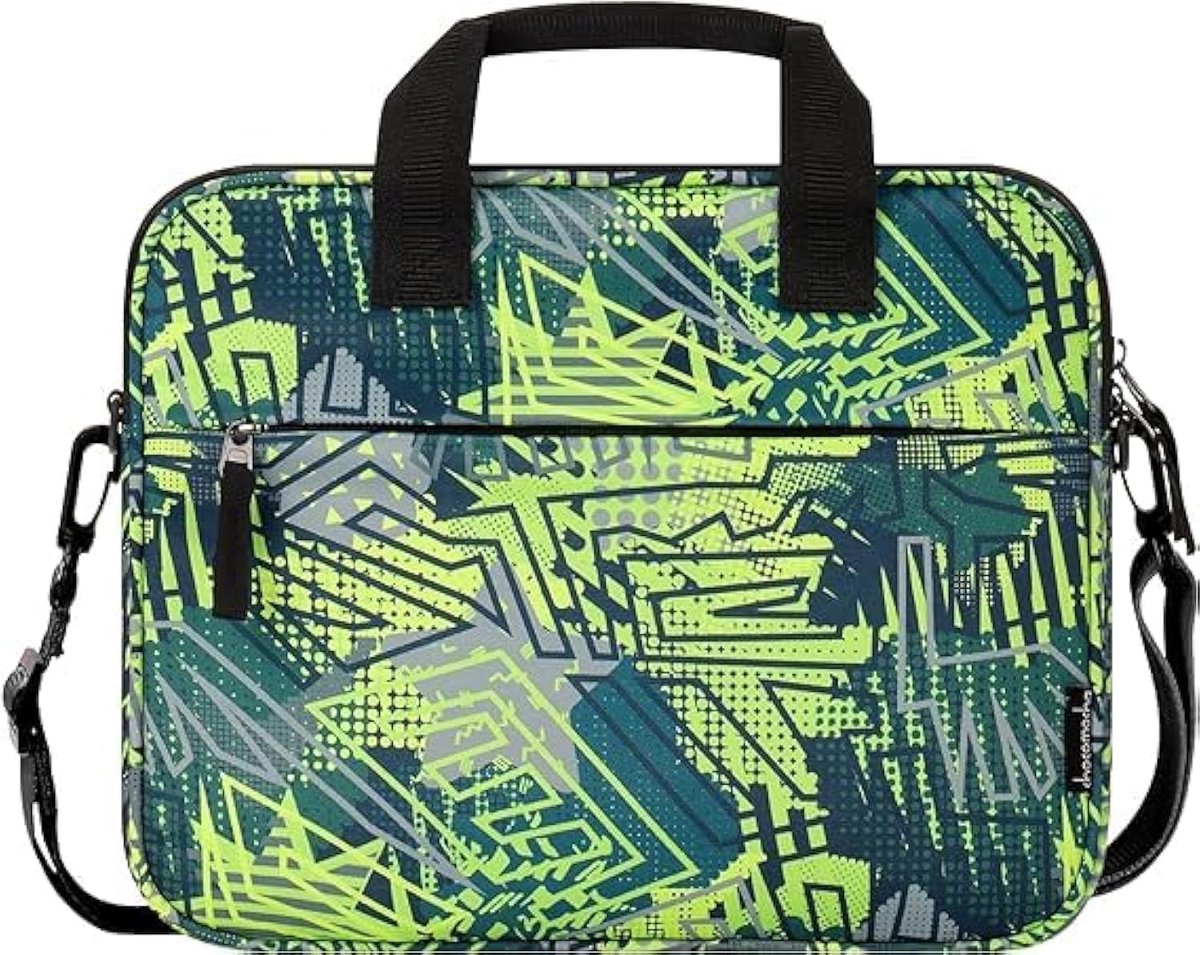SnelShoppen - Choco Mocha 12.5 Inch Kids Tablet Bag - Geometric Tablet Case voor Fire HD 10 8, iPad, Kindertablet Bag, Draagtas met Extra Vakken, 32x2