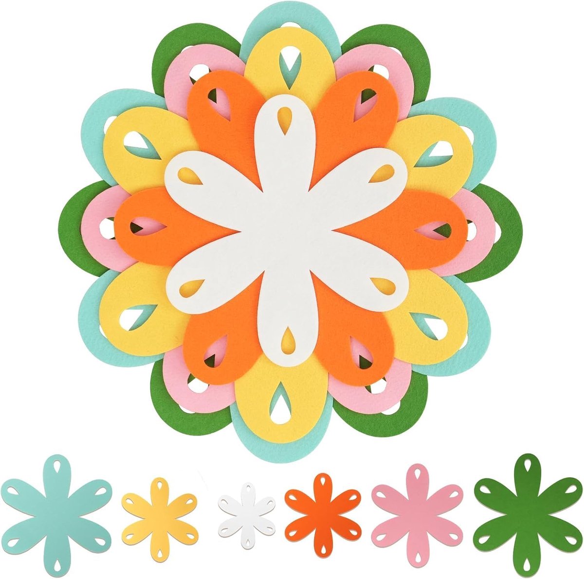 SnelShoppen - Set van 20 Grote Bloemvilten Panbeschermers, Antislip Kookgerei Beschermschijven, 4 Maten 9 12 14 16 Inch, 6 Kleuren, Voor Keukenopslag
