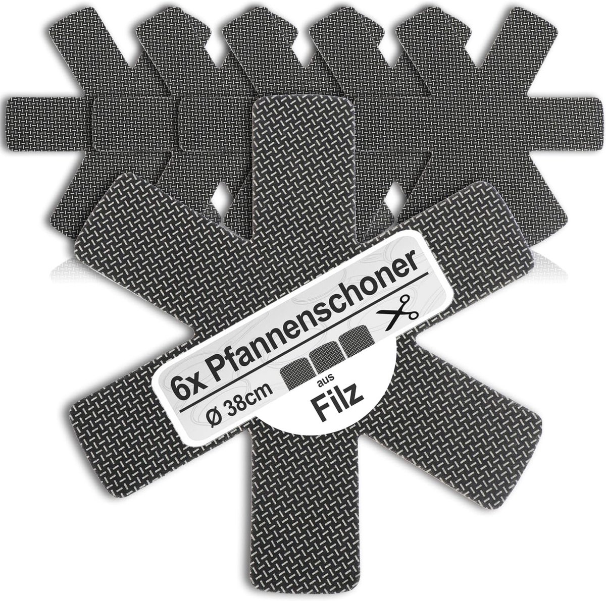 SnelShoppen - 6 x Pot Protectors 38 cm - Vilt, Hittebestendig, Bescherming tegen Krassen voor Pannen, Potten en Schalen - Grijs Premium - Keukenaccess