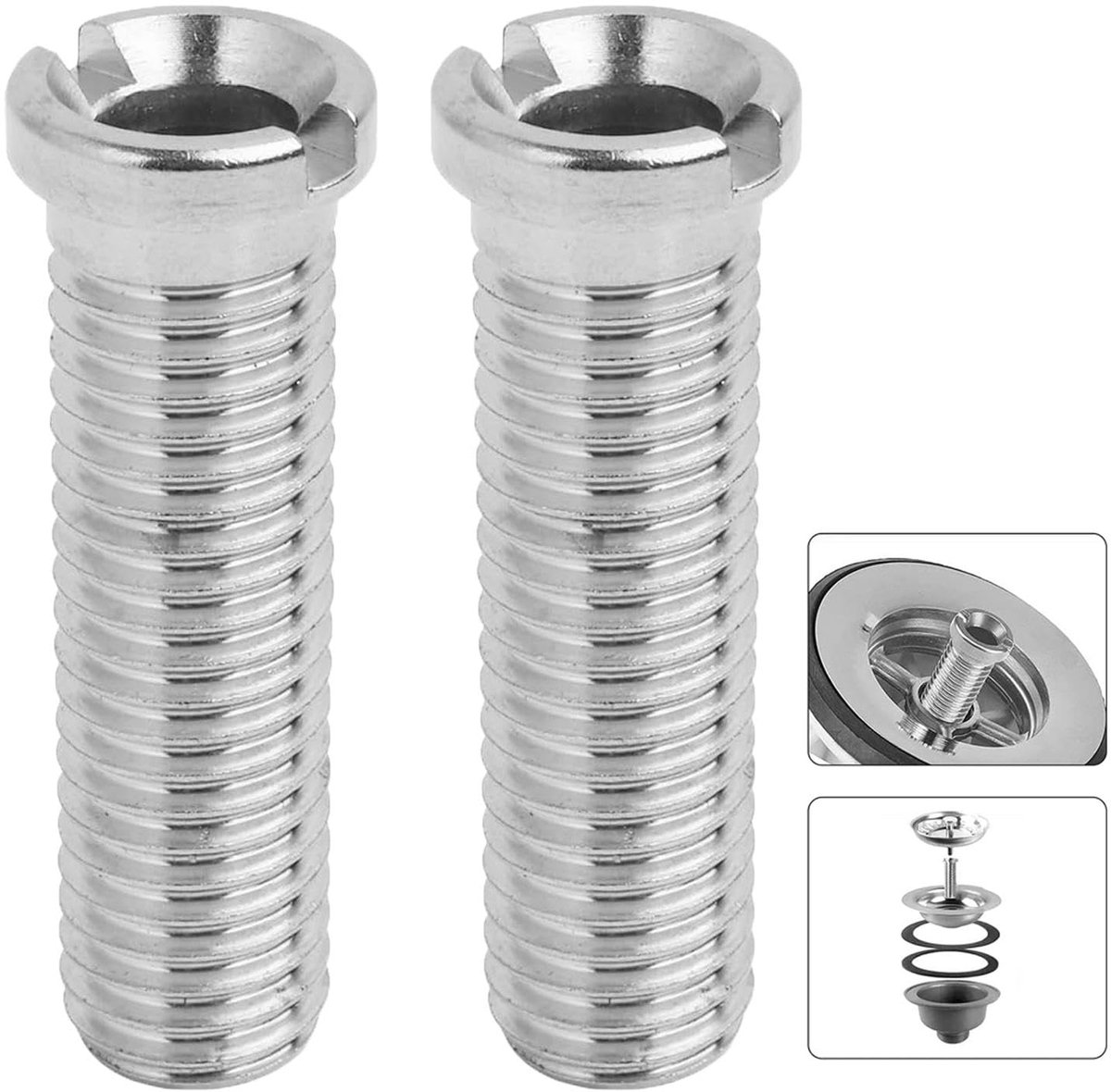 SnelShoppen - RVS Sink Schrauben voor Keukenafvoer, M12 x 45 mm, 2 Stuks Hollow Screws, Vervangingsschroeven voor Afvoerfilter, Roestvrij Staal, Ideaa