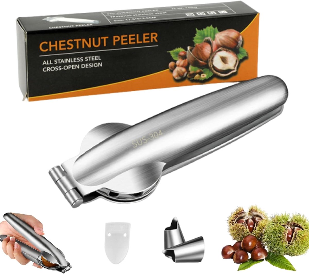 SnelShoppen - Chestnut Cutter, Multi-Purpose Maroni Cutter van 304 RVS, Notenkraker voor Walnoten, Kastanjes, Droge Vruchten, Keuken Accessoire voor G