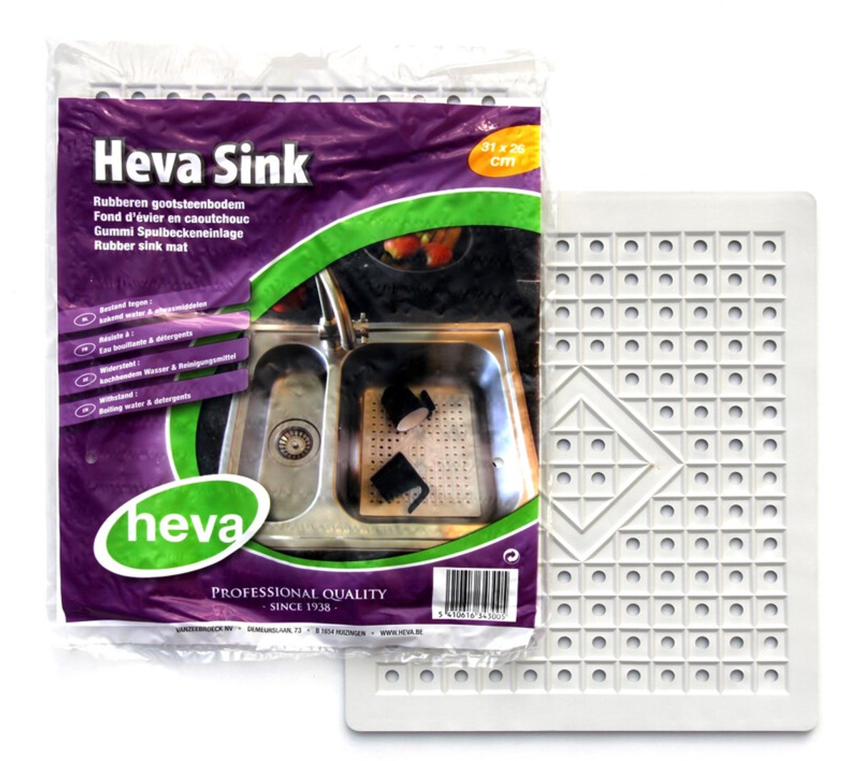 Heva Gootsteenmat - 31 x 26cm - Wit