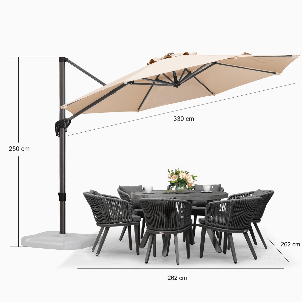 Purple Leaf Parasol déporté rond Ø330 cm - Kaki