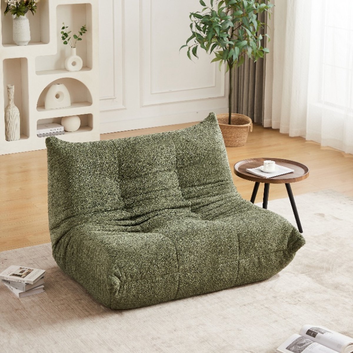 Fauteuil - 2-zitsbank - Relaxfauteuil - gestoffeerde bank - Zitzak stoel - Comfortabele TV-stoel - Leesstoel - Ergonomisch - Elastische spons - Modern design - Chenille - Groen