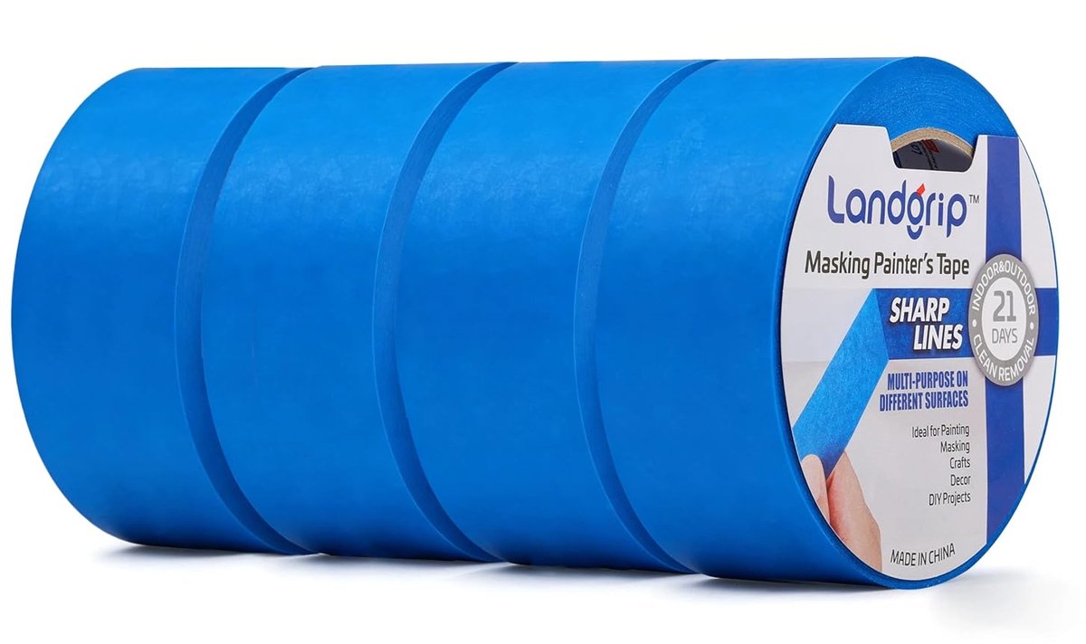 SnelShoppen - Blue Washi Masking Tape 48mm x 55m - Professionele Schilderstape, Schoon Verwijderbaar, Voor Scherpe Lijnen en Decoratie, 4 Rollen