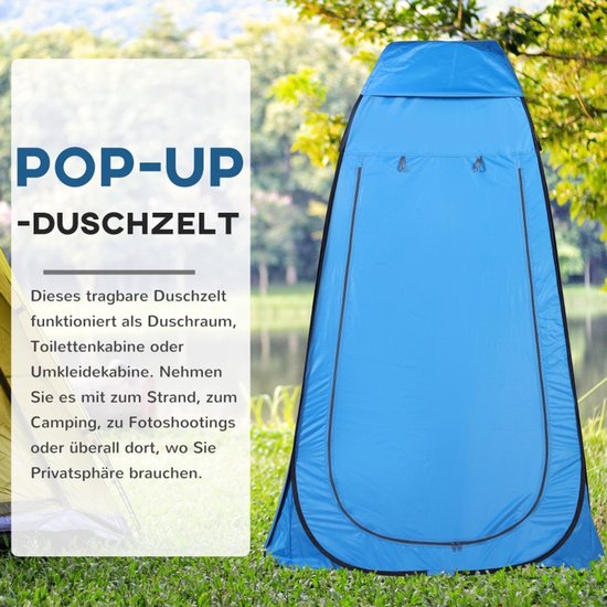FloraGrace Pop-Up Tent Voor Een Persoon - 120 x 120 x 190 Cm - Polyester - Blauw - Mobiele Douchentent En Omkleedtent Voor Camping En Strand — afbeelding 5