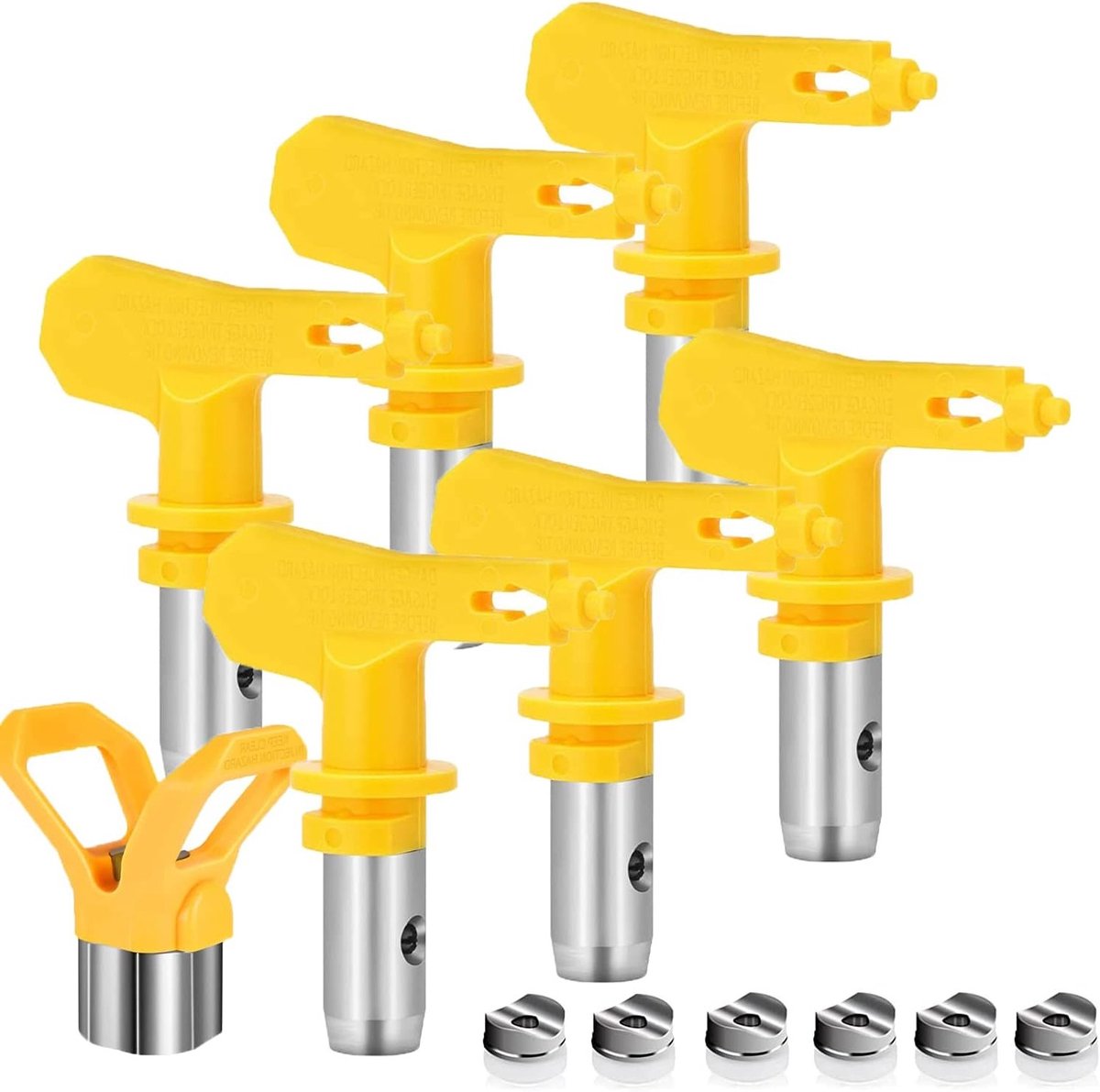 Set van 6 Airless Spuitmondjes met Tip Seal voor Airless Verfsystemen - Geschikt voor Type 311, 315, 317, 319, 321, 325 en Perfect voor Verfprojecten