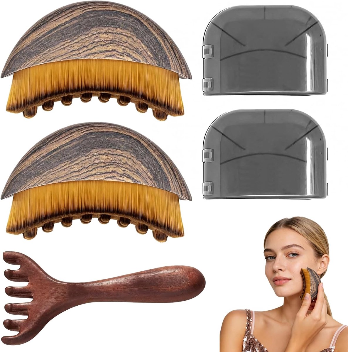 SnelShoppen - 2 stuks droogborstel set voor gezicht, lymfedrainage massage borstels met opbergdoos, zachte gezichtsreiniging, ideaal voor dagelijks ge