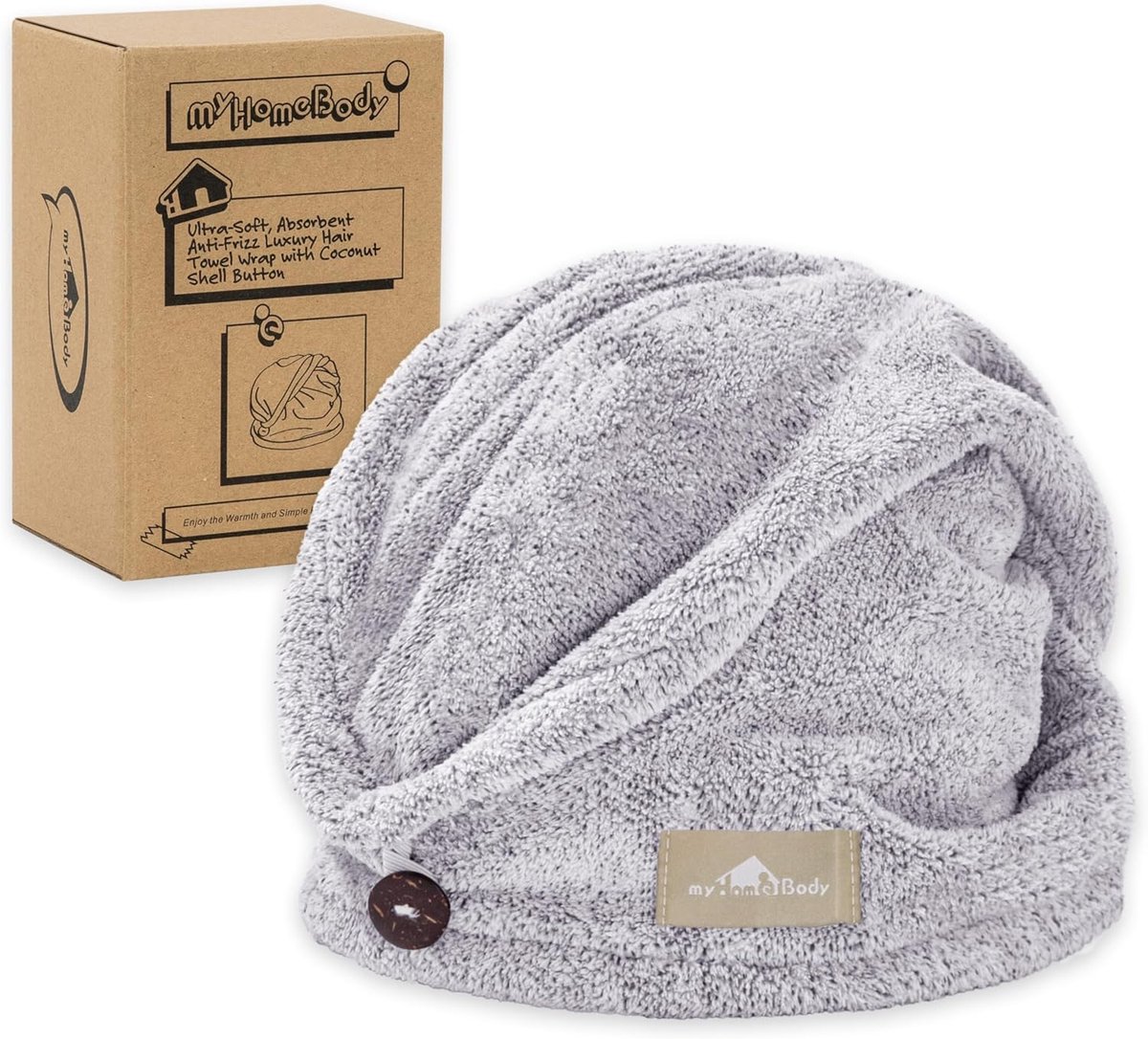 SnelShoppen - Haar Towel Wrap - Luxe Sneldrogende Haar Turban - Ultra Zacht en Absorberend Kolenvezel - Grijs - Haar Handdoek voor Nat Haar - Ideaal v