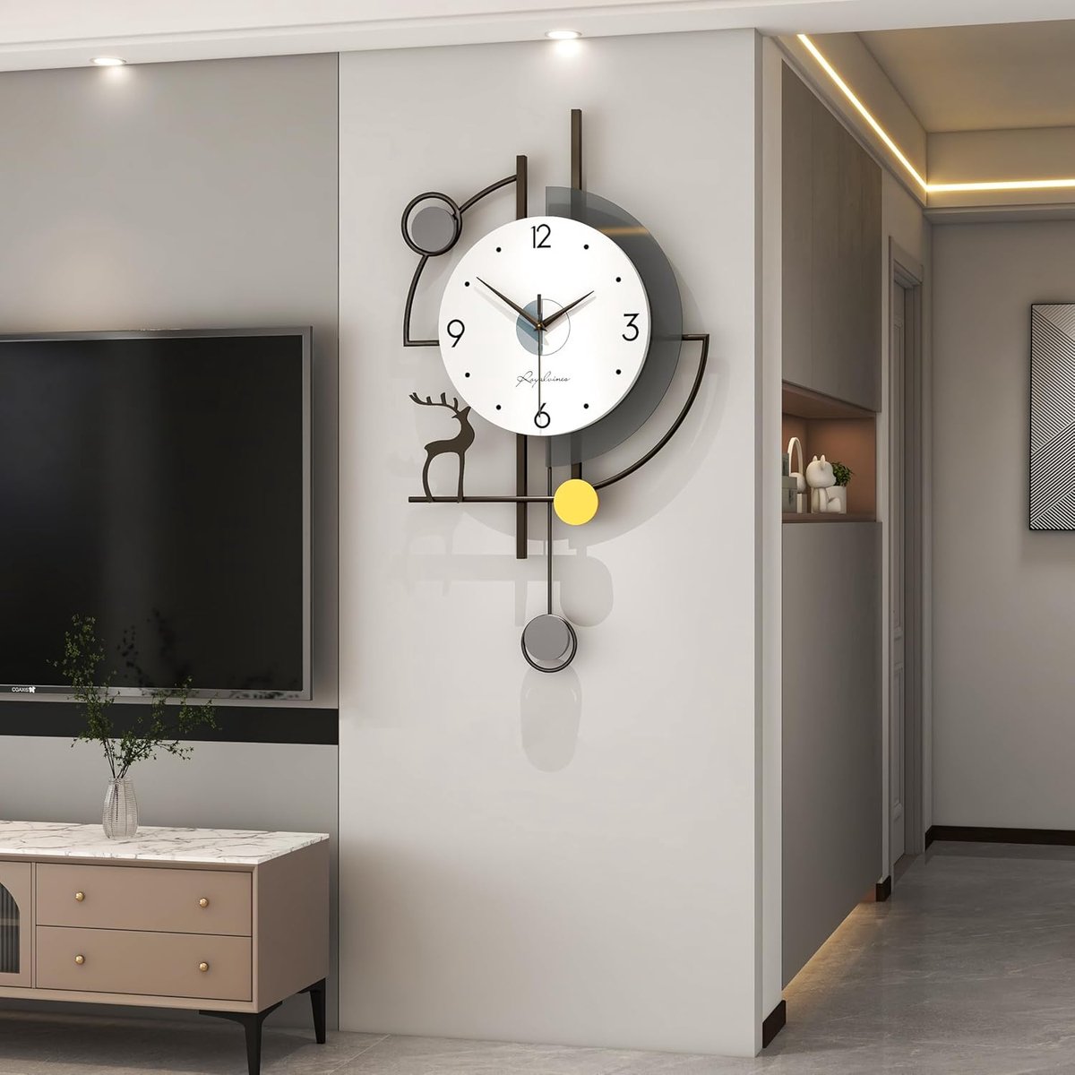 SnelShoppen - Extra Large Wandklok 32 inch voor Woonkamer Decoratie - Moderne Stilvolle Muurklok - Stille Batterij-Operated - Zwart Pendule Ontwerp vo