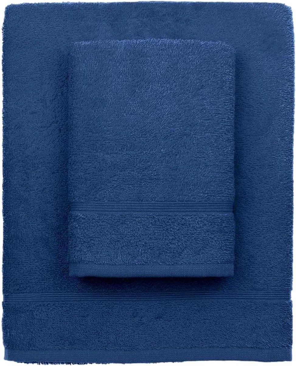 SnelShoppen - Set van 2 Badhanddoeken, Blauw, 100% Katoen, Zacht en Absorberend, Ideaal voor Thuis, Badkamer, Sport en Reizen, Inclusief Bidet Handdoe