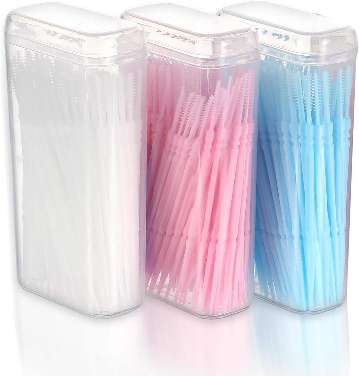300 Stuks Dubbelzijdige Tandflos en Interdentale Borstels, Wegwerp Multicolor Tandpickers voor Beugels en Mondverzorging (3 Verpakkingen, 100 Stuks/Doos)