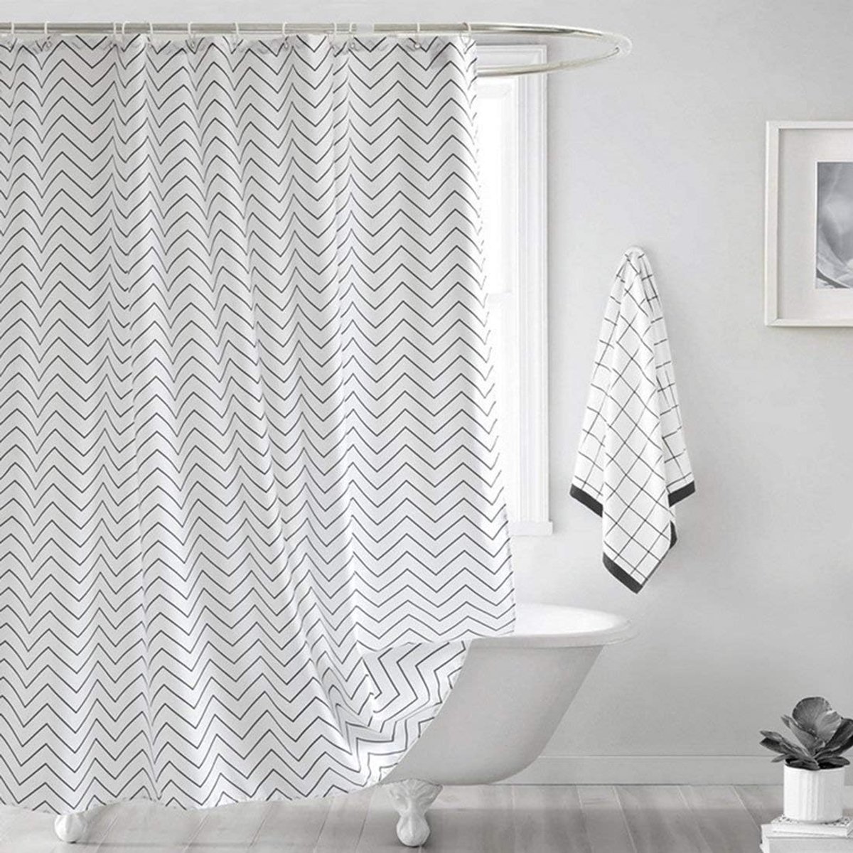 SnelShoppen - Waterproof Douchescherm Badgordijn Antimicrobieel 180x180/180x200/240x200 cm Inclusief 12 Haakjes - Sneldrogend en Makkelijk Onderhoud