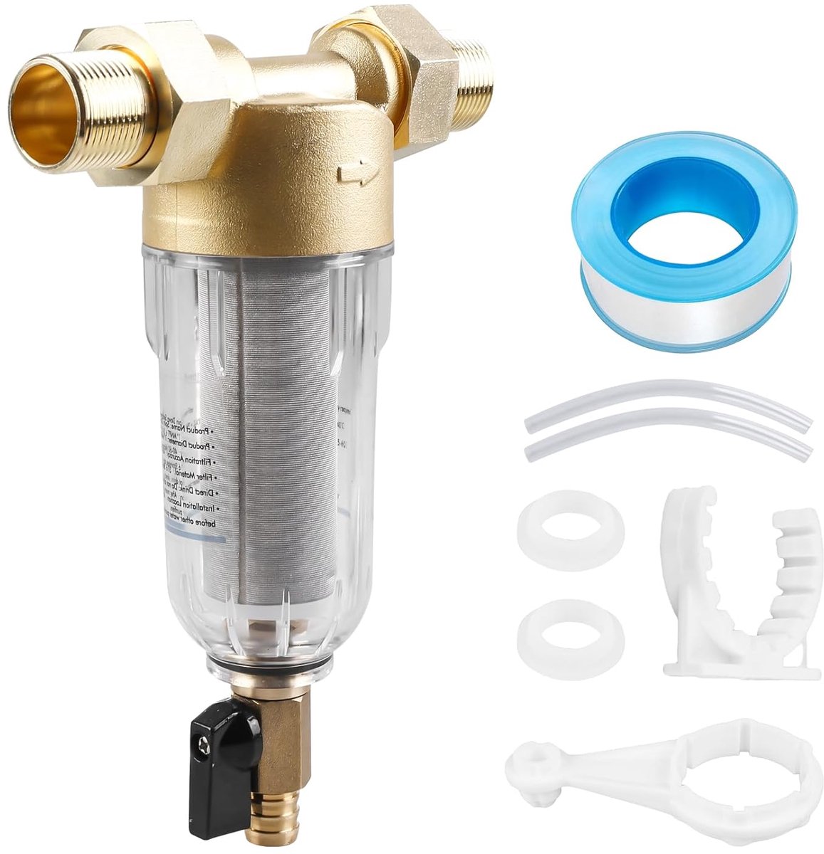 SnelShoppen - Water filter 1 inch, herbruikbaar sediment water pre-filter, automatische backwash, rensbaar fijnfilter voor huis, tuin en fontein met 3