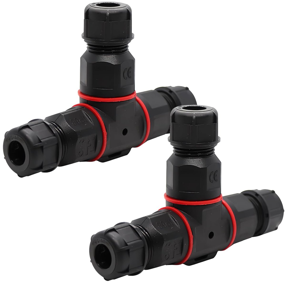 SnelShoppen - 2x Waterdichte T-Connector Kabelverbinder, 3-polig IP68, Junction Box, Terminal Box, Kabelconnector, Ondergrondse Aansluiting, Tuin, Bui