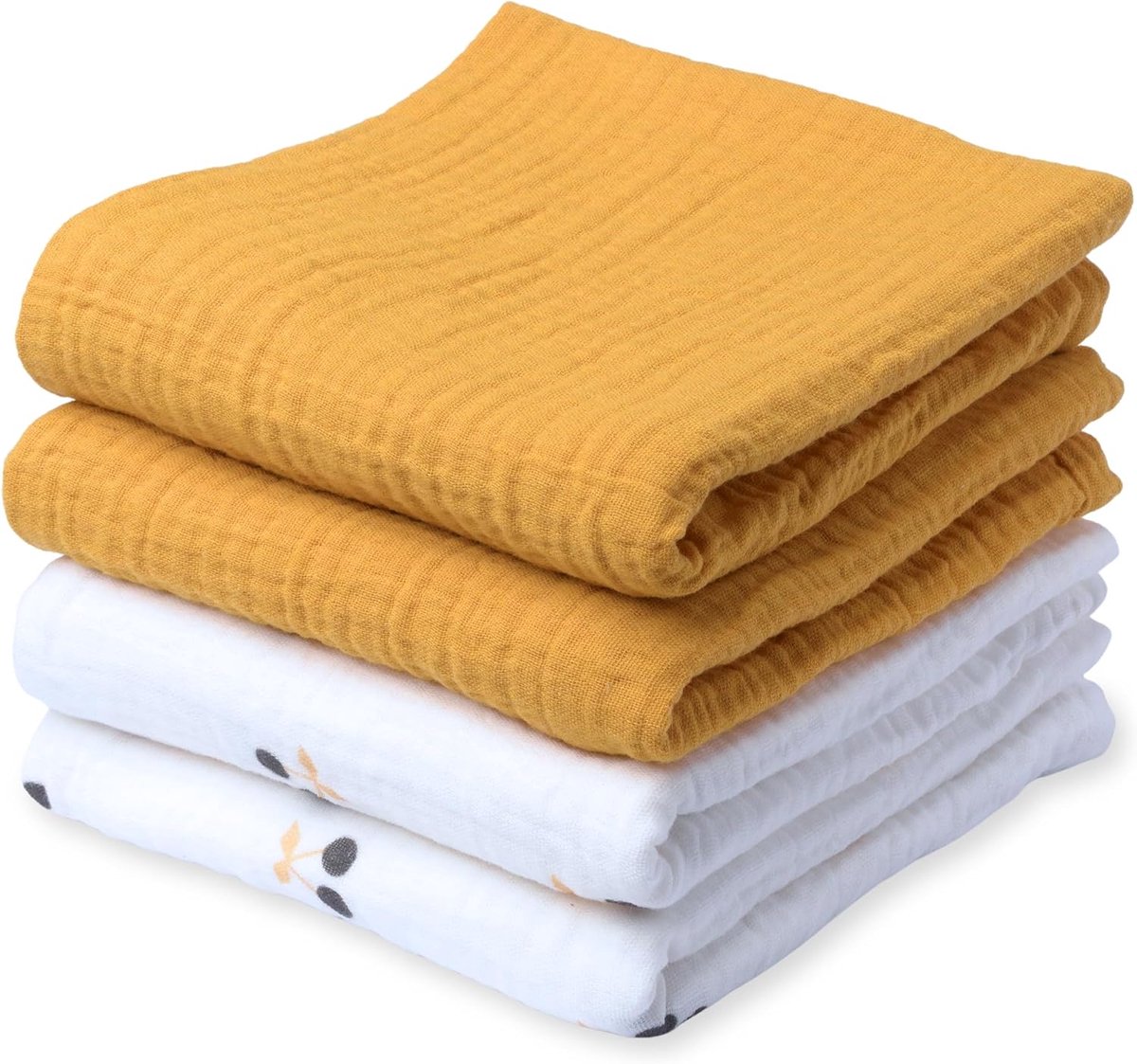 SnelShoppen - Mulling Cloths - Set van 4 | 100% GOTS Biologisch Katoen | 60x60 cm | Zacht, Absorberend en Ademend voor Baby, Cuddlen, Schoonmaken en B