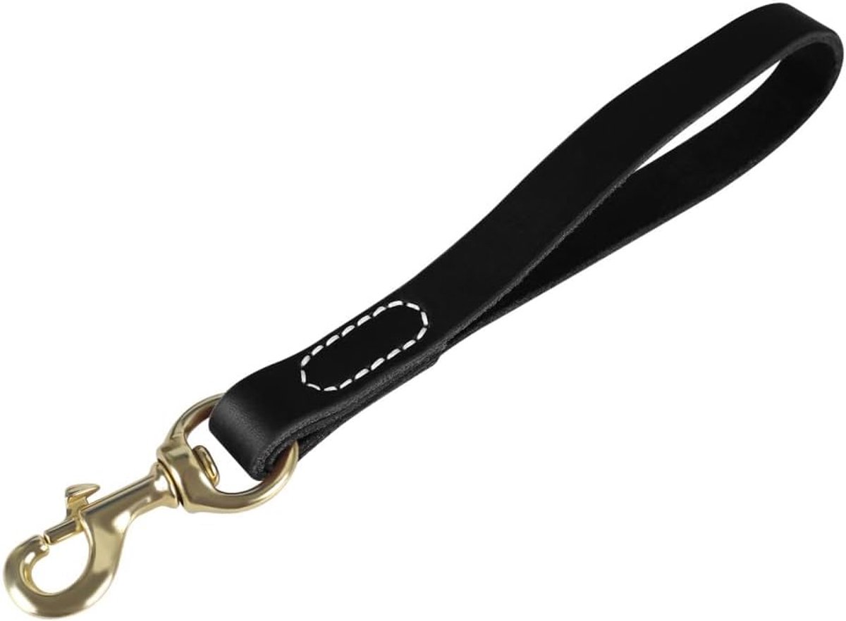 SnelShoppen - Leren Korte Hondenriem, 360 Graden Pet Traffic Leash met Stevige Metalen Haak voor Grote en Middelgrote Honden, Ideaal voor Training en