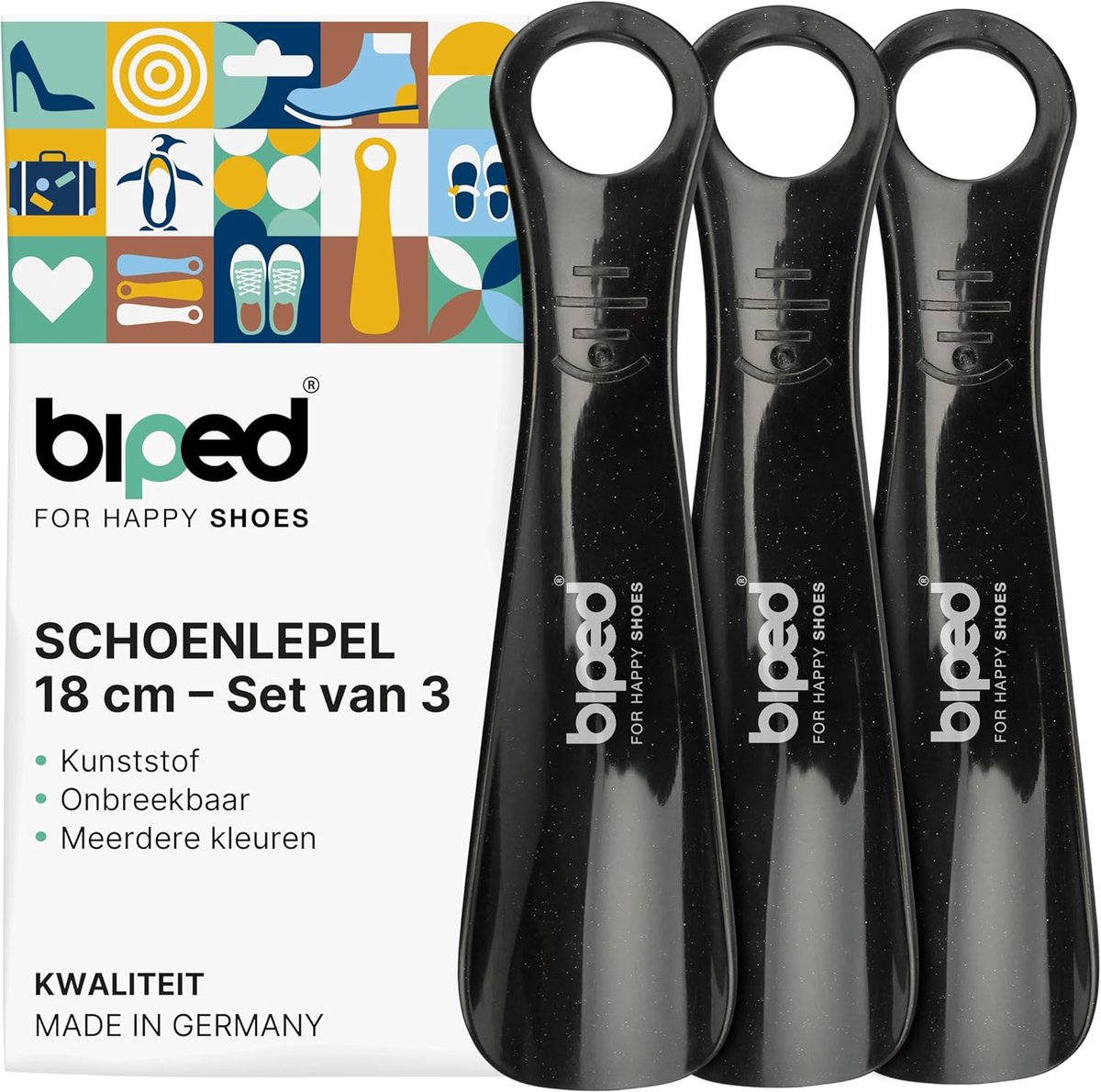 SnelShoppen - 3-delige set plastic schoenenlepels 18 cm - Ergonomisch mini reisschoenenlepel voor kinderen en volwassenen - Ideaal voor onderweg, vaka