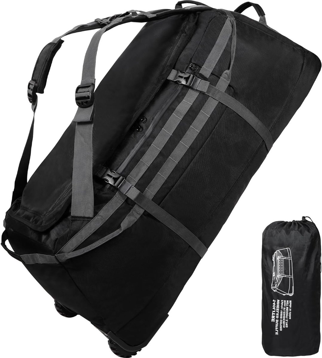 Vouwbare Duffle Bag met Wielen, Waterdicht en Extra Groot, Ideaal voor Reizen en Vakanties, 92 x 40 x 38 cm