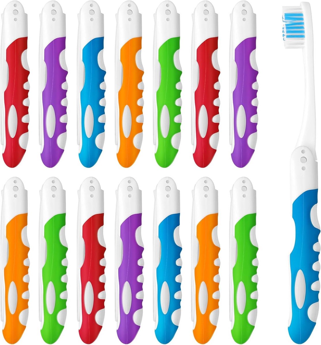Inklapbare reistandenborstel set van 15 stuks, mini en draagbaar met zachte borstelharen, ideaal voor camping en reizen