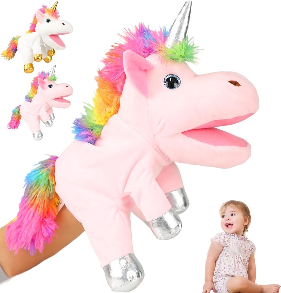 Interactieve Eenhoorn Handpop - Pluche Speelgoed voor Meisjes, Educatief en Creatief Speelgoed (30cm)
