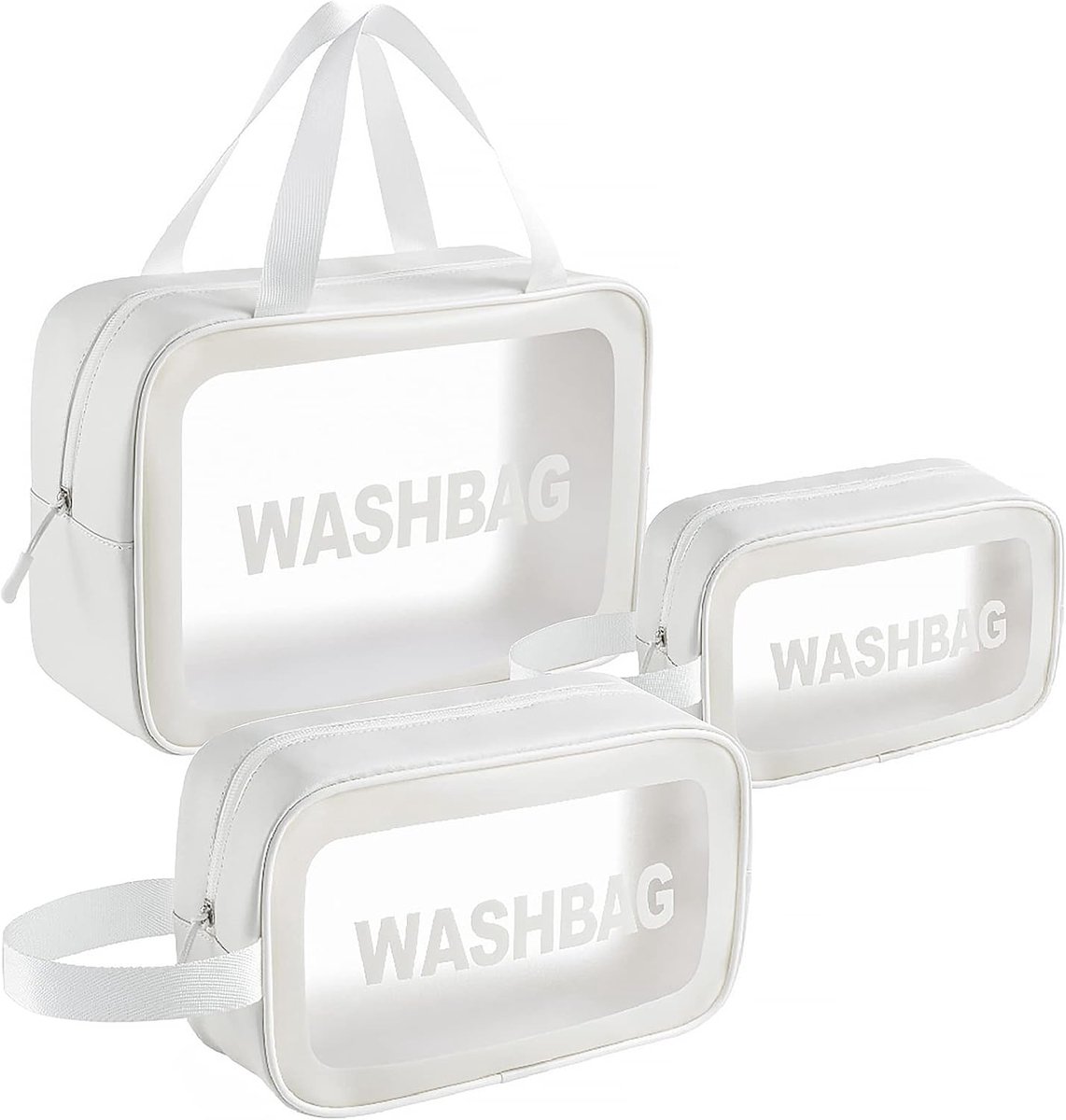 SnelShoppen - Transparante Cosmetica Tas Set - 3 Stuks - Waterdichte Toilettas - Make-up Organizer - Kleine, Medium en Grote Maten - Ideaal voor Reize