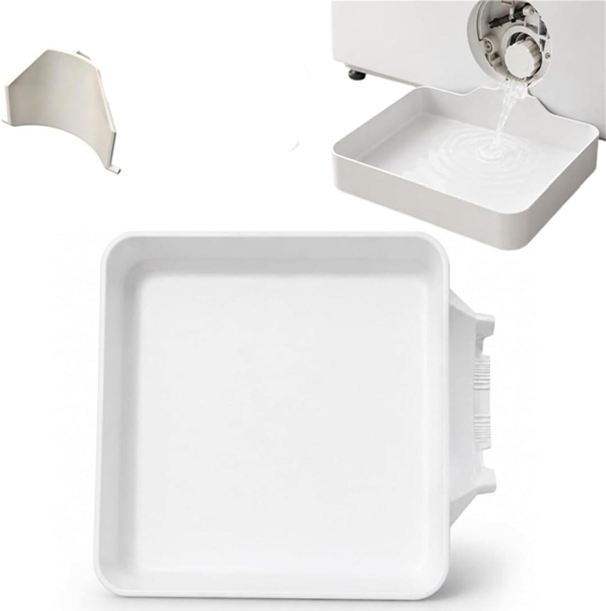 Lekbak Wasmachine - 2-Delige Set - Wateropvangbak - Opvangbak - Universele Wasmachine Lekbak - Afvoerbak Voor Wasmachines - 17.8 × 17.8 × 5 Cm - Eenvoudig Te Installeren - Afvoerbak - Geschikt Voor Appartementen, Garages En Huurwoningen - Wit