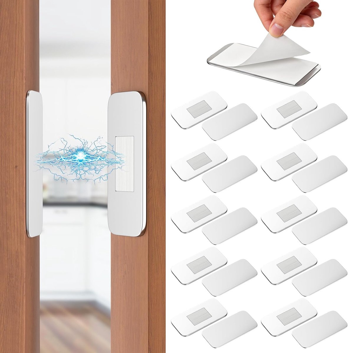 SnelShoppen - 10 Stuks Ultra Dunne Deurmagnets - Sterke Magneten voor Kasten, Lades en Deuren - Zelfklevende Magnetische Sluitingen - Ideaal voor Keuk