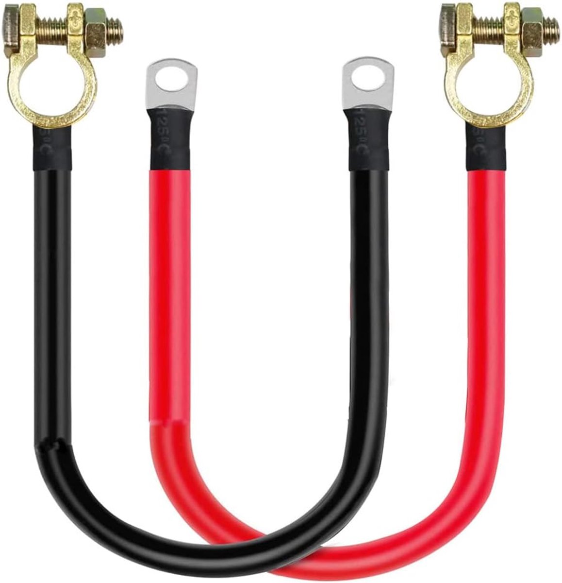 SnelShoppen - 30cm Batterij Inverter Kabels met Accuklemmen 12V-24V 25mm² 3AWG (max 125A) - Tinned Copper Voor Solar Energie, Boot, RV, Auto, Motor