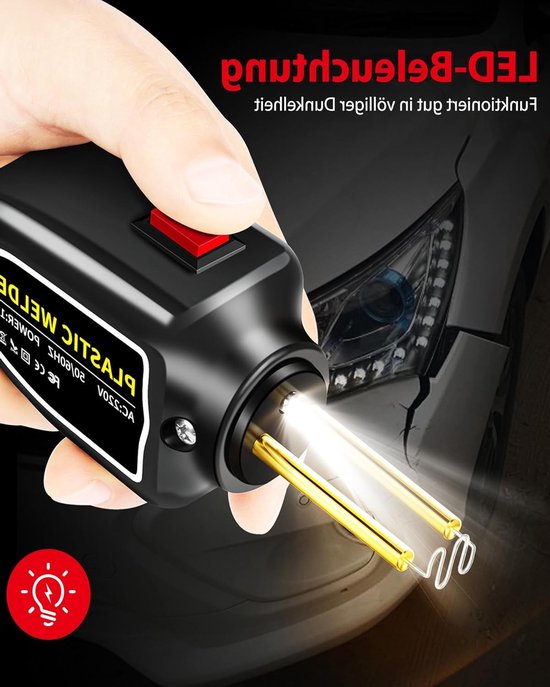 Kunststof Lasapparaat - Plastic Reparatie Kit - Auto Onderdelen Repareren - Inclusief 200 Nietjes - 100 Watt - Zwart van Merkloos — afbeelding 3