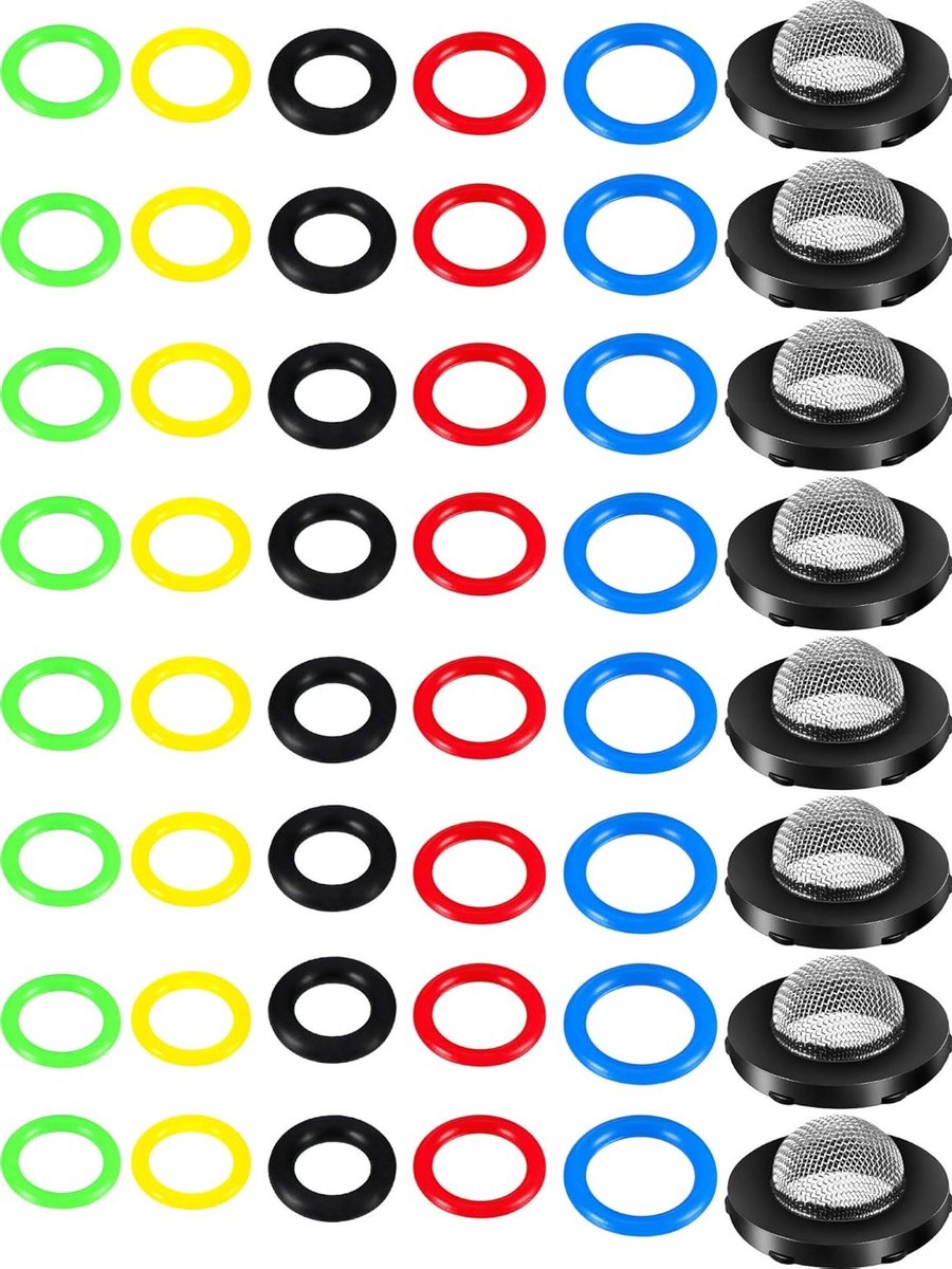 Complete O-Ring Set voor Hogedrukreiniger - 48 Stuks in 6 Maten - RVS Seal Filters voor Pomp, Slang en Spuitlans