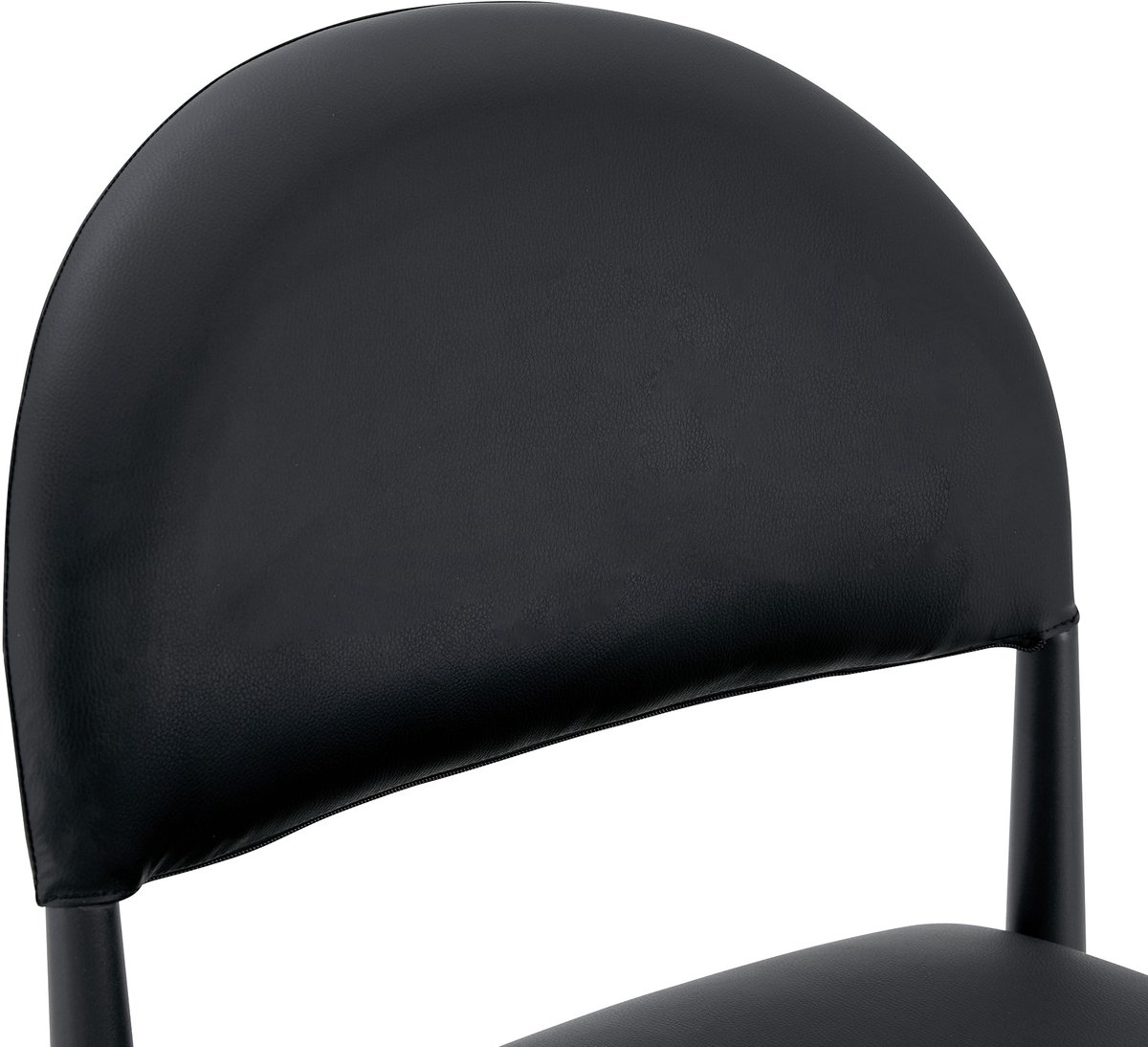 Moderne Eetkamerstoelen Set Van 2 - Halfronde Gevoerde Rugleuning - Voor Keuken En Eetkamer - Kunstleer En Metaal - Zwart