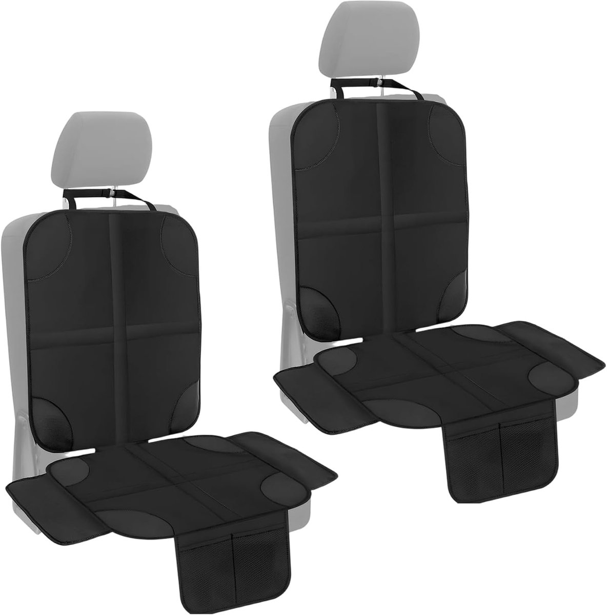 SnelShoppen - 2 Pack Non-Slip Auto Stoelbeschermer - Universele Auto Stoelmat met 2 Opbergvakjes - Ideaal voor Kinderen en Huisdieren - Bescherming te