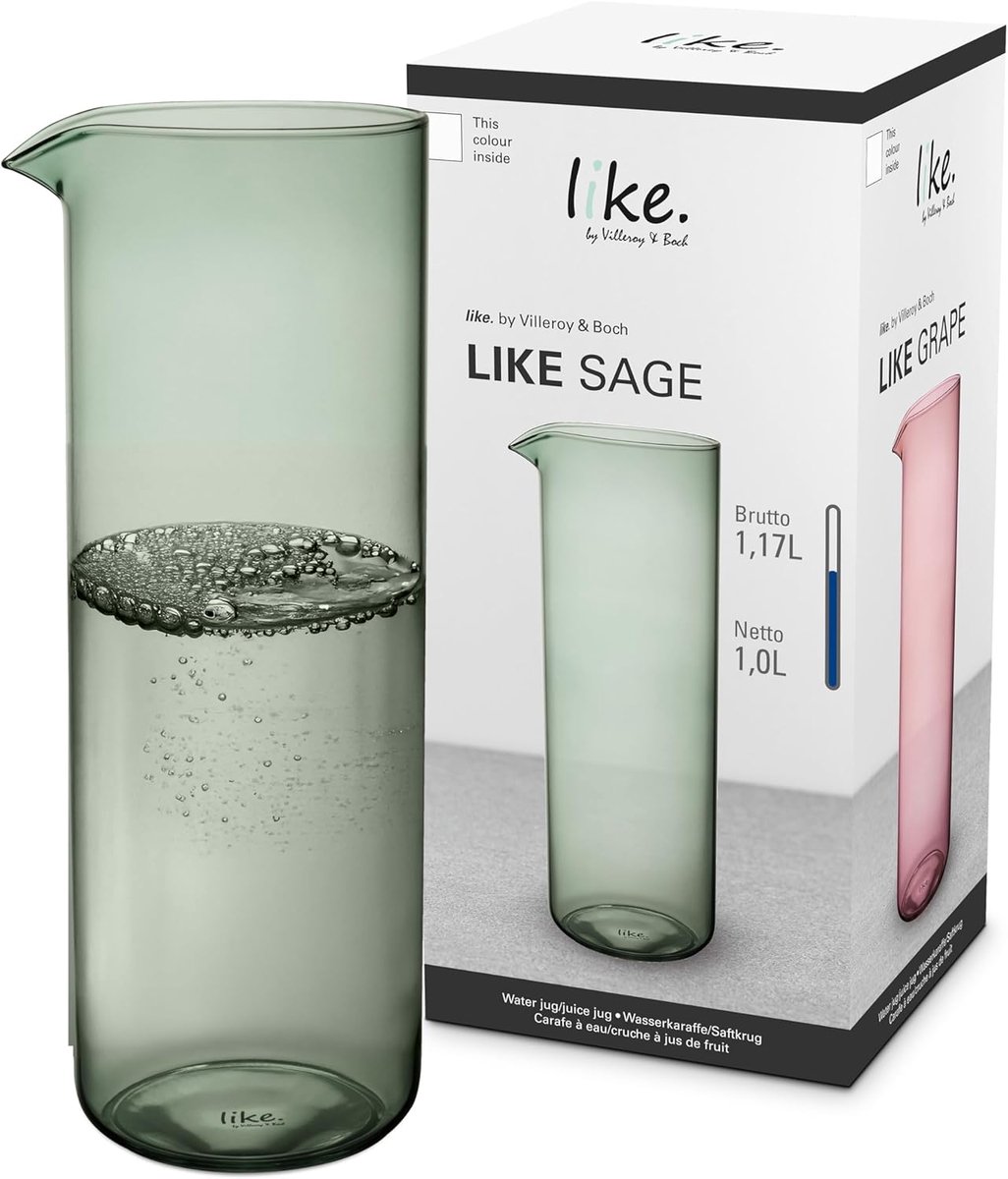 SnelShoppen - Waterkan, Saftkan, 92x247mm, Moderne Design, Expressieve Kleuren, Perfect voor Feest, Keuken, Tuin, Camping, Glas, Hoogwaardige Kwalitei