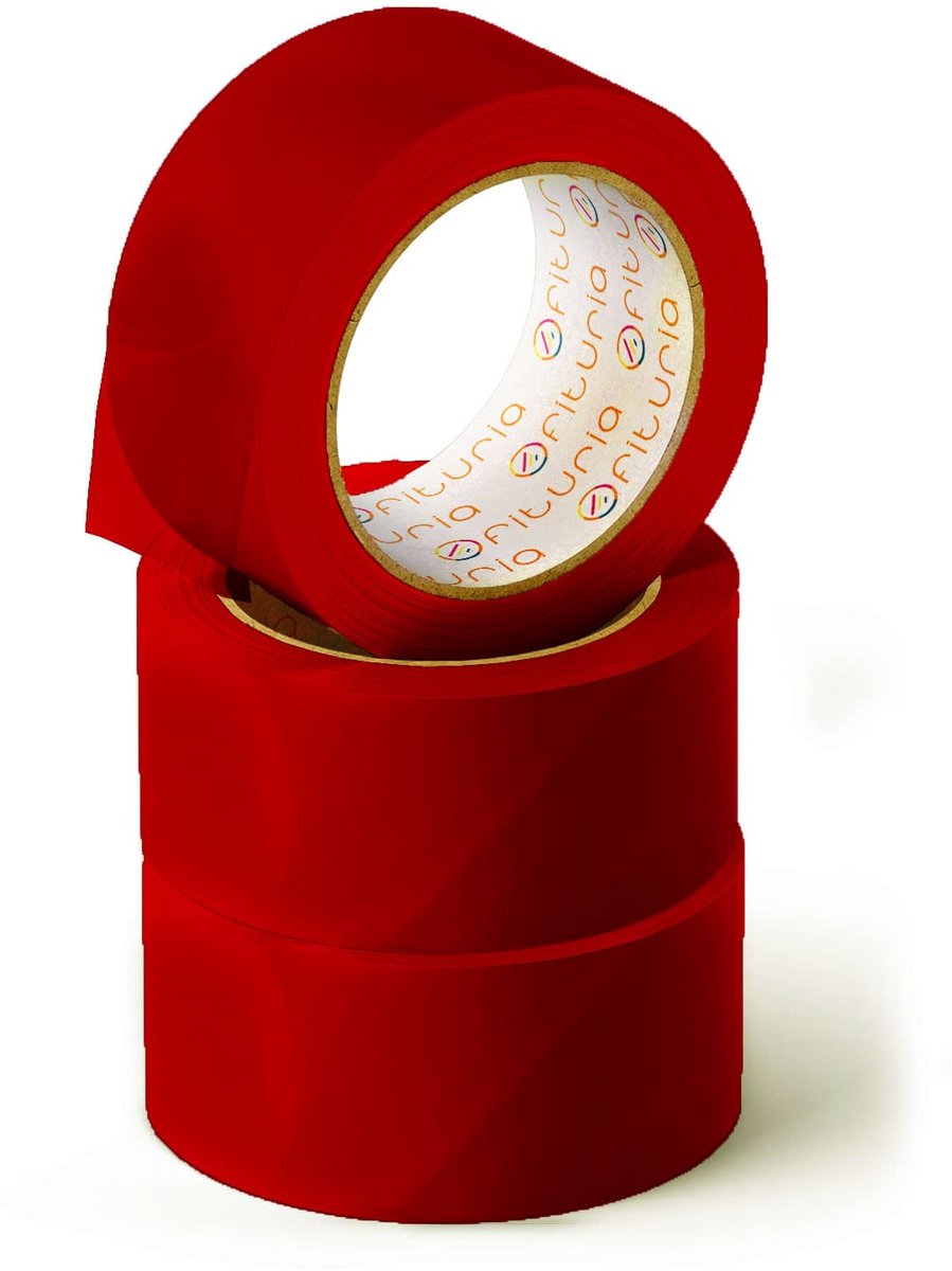 SnelShoppen - Rode Plakband voor Verpakking en Organisatie, 66 meter x 48 mm, Set van 3 Stuks, Multifunctionele Zelfklevende Tape voor Verzending en D