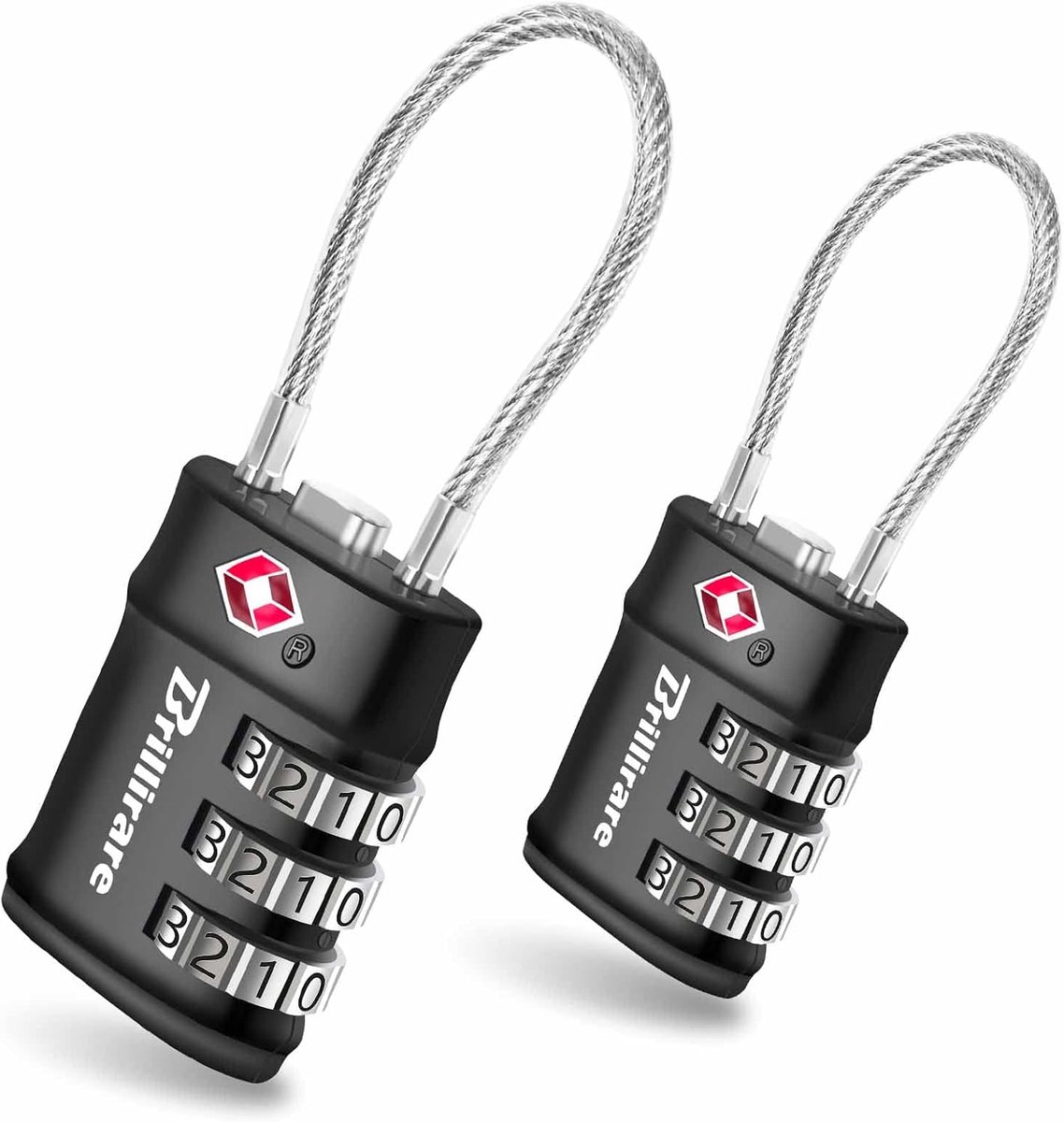 SnelShoppen - 2x TSA Goedgekeurde Reis Slot Combinatie Kabelslot, 3-Cijferig Waterdicht Hangslot, Zinklegering Sleutelloos Instelbaar Veilig Slot voor