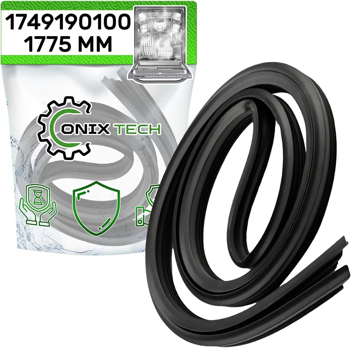 SnelShoppen - Rubber afdichting voor vaatwasser 1777x25x8mm, waterdicht, 5 jaar garantie, voor diverse merken, ideaal voor keuken, vervangingsonderdee