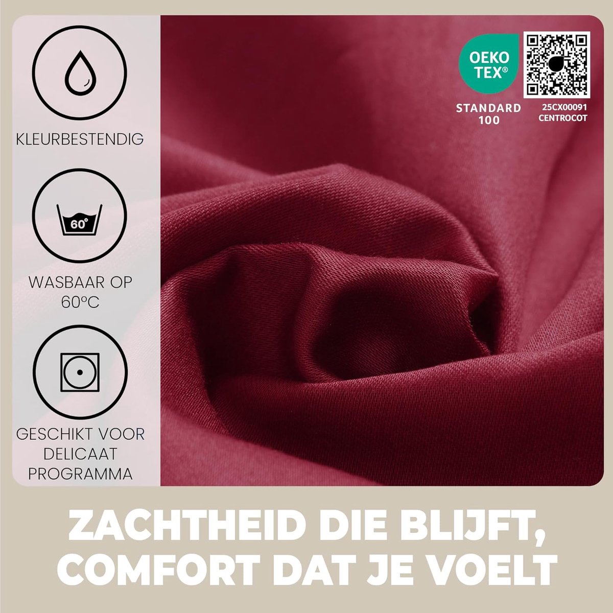 SnelShoppen - Bordeaux 100% Katoenen Fitted Sheet voor Eenpersoonsbed - 90 x 200 cm - Geschikt voor Matrassen tot 30 cm - Ademend, Hypoallergeen en Ma