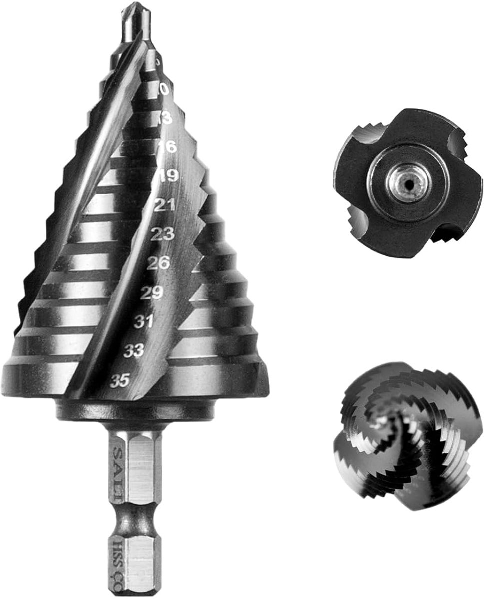 SnelShoppen - HSS Step Drill Bit 5-32 mm 13 Stappen, Vier Spiral Groeven, Scherpe Conus Boor voor Metaal, RVS, Kunststof, Hout (TiAlN Coating)