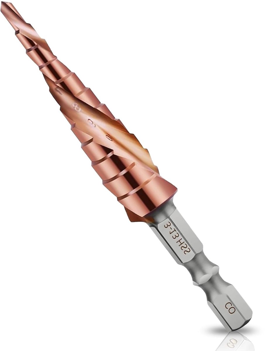 SnelShoppen - Metal Step Drill Bit 3-13 mm HSS M35 Cobalt 6.35 mm Hex Shank - Gehard Boor voor Metaal, RVS, Aluminium, Hout - 11 Formaten, Professione