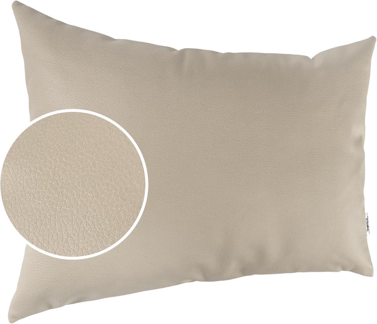 SnelShoppen - KUMO Beige Cushion Cover 30x50cm - Luxe Kunstleer Kussenhoes voor Sofa, Eetkamer, en Tuin - Duurzaam en Makkelijk te Reinigen