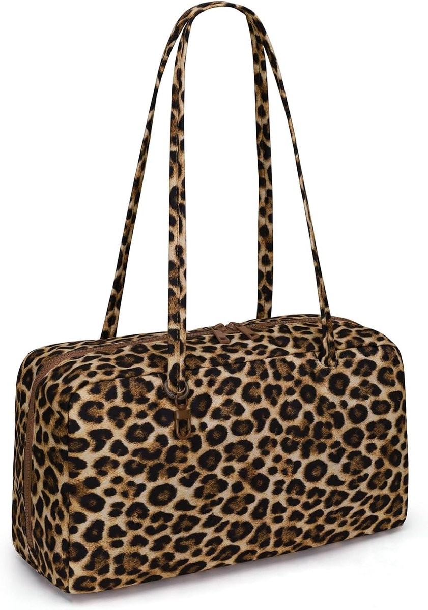 SnelShoppen - Nylon Dames Tas, Tote Bag met Charms, Shopper in Oost-West Design, Lichtgewicht Draagtas voor Dagelijks Gebruik, Reizen en Werk, Ruime H