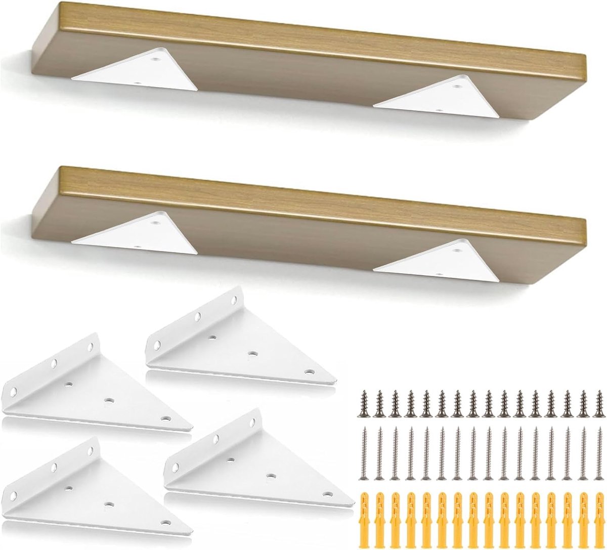 SnelShoppen - 4 Stuks Driehoekige Plankdragers Wit 170x130mm | Vloeiende Planksteunen, Discrete Beugels voor Planken, Onzichtbare Plankdragers, Metale