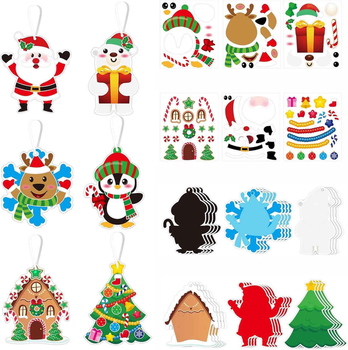SnelShoppen - Kerstkaarten 49 Stuks, Schattige Cartoon Hangkaarten met Stickers, Notitiekaarten, Bedankkaarten, Cadeau Labels voor Kerstmis en Nieuwja