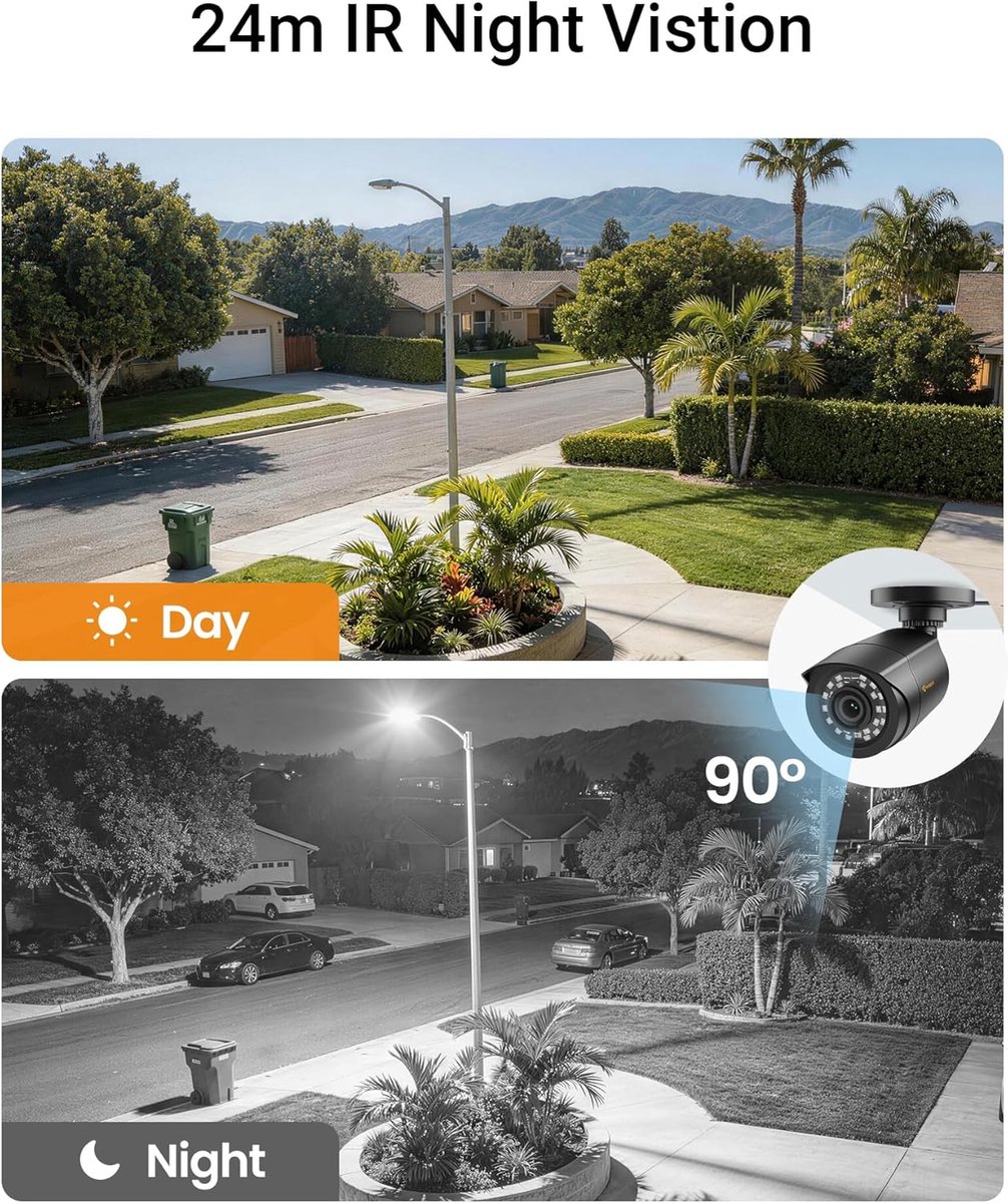 SnelShoppen - 1080P Outdoor Beveiligingssysteem 8CH H.265+ HDMI DVR + 4 Camera's zonder Hard Drive met 20M IR Nachtzicht en App + E-mail Alarm bij Bew