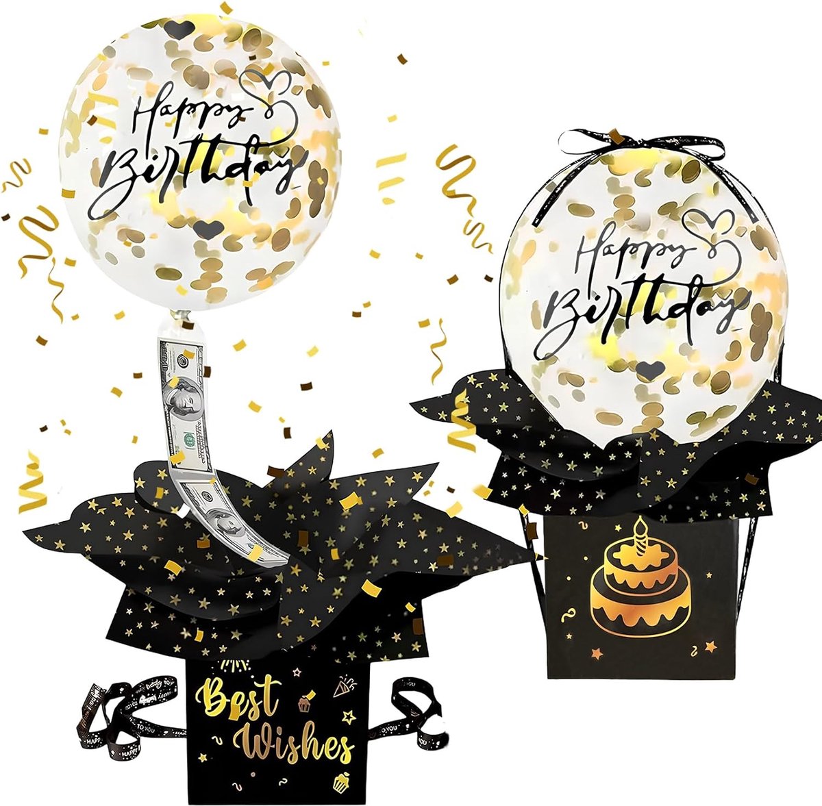 SnelShoppen - Verrassingsdoos voor Geldgeschenken - Doe-Het-Zelf Happy Birthday Geschenkdoos - Magische Geldverpakking voor Verjaardag - Creatieve Gel