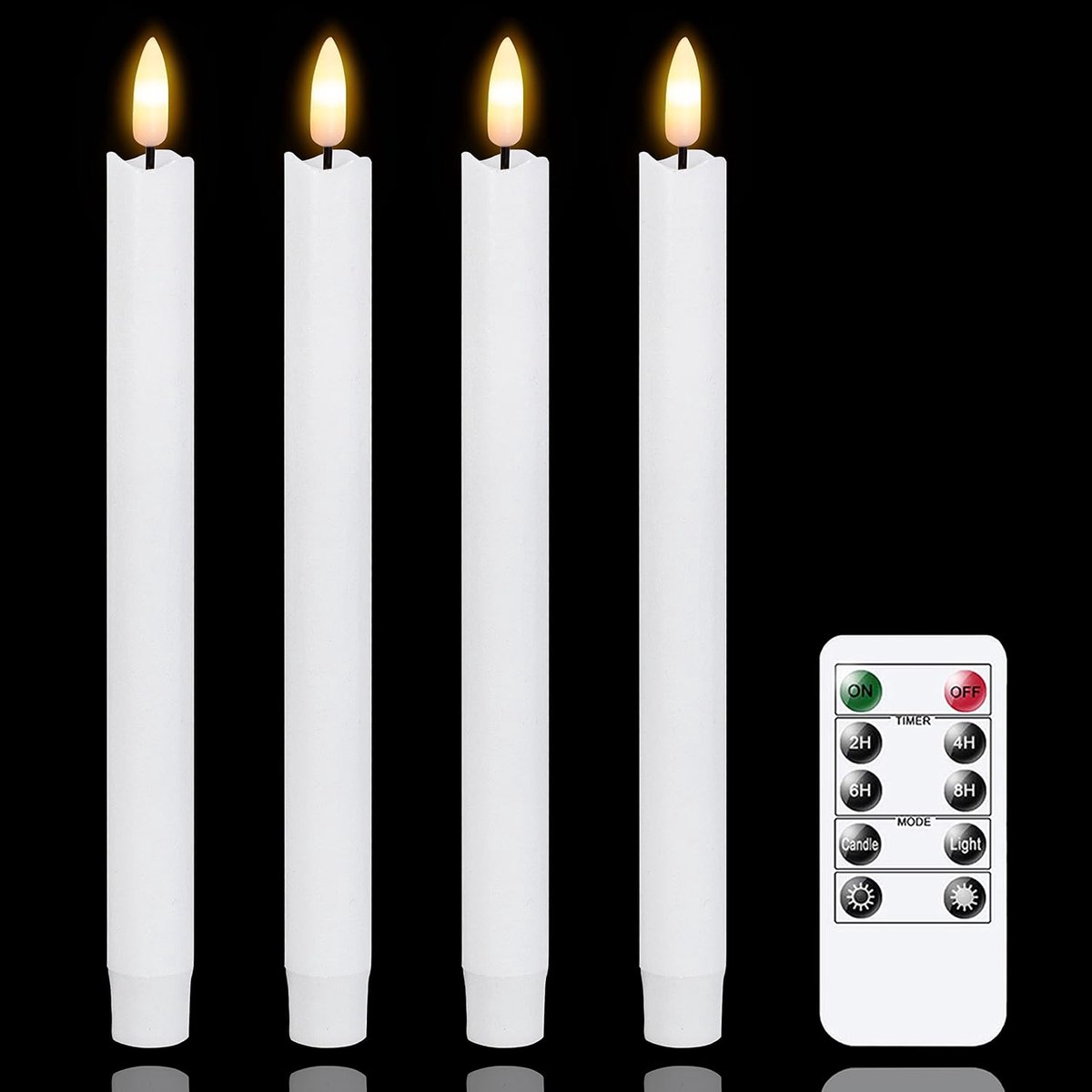 SnelShoppen - LED Kaarsen met Afstandsbediening en Temperizator, Wit, Flameless 4-Pack, Echte Was, Flickering Effect, 2x25cm, Perfect voor Feest, Tuin