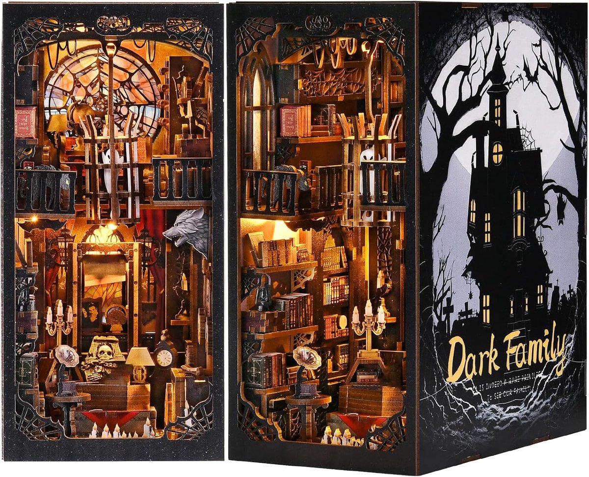 SnelShoppen - Book Nook Kit Miniatuur Huis DIY 3D Houten Puzzel Boekhoek Model met Stofkap voor Volwassenen | Boeksteun, Boekcorner, Decoratie, Creati
